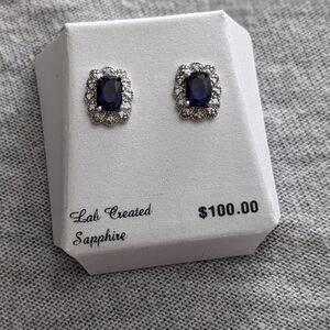 Blue Sapphire And Silver Earrings